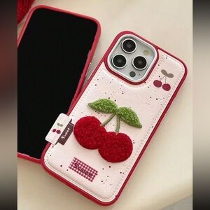 Cherry Design iPhone Case with Red and Green for iPhone 16 Pro Max